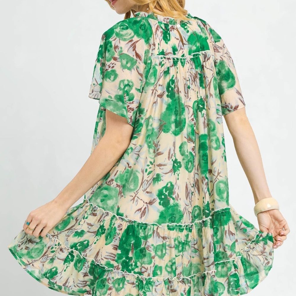 Umgee Green Floral Mini Dress - Picture 4 of 7